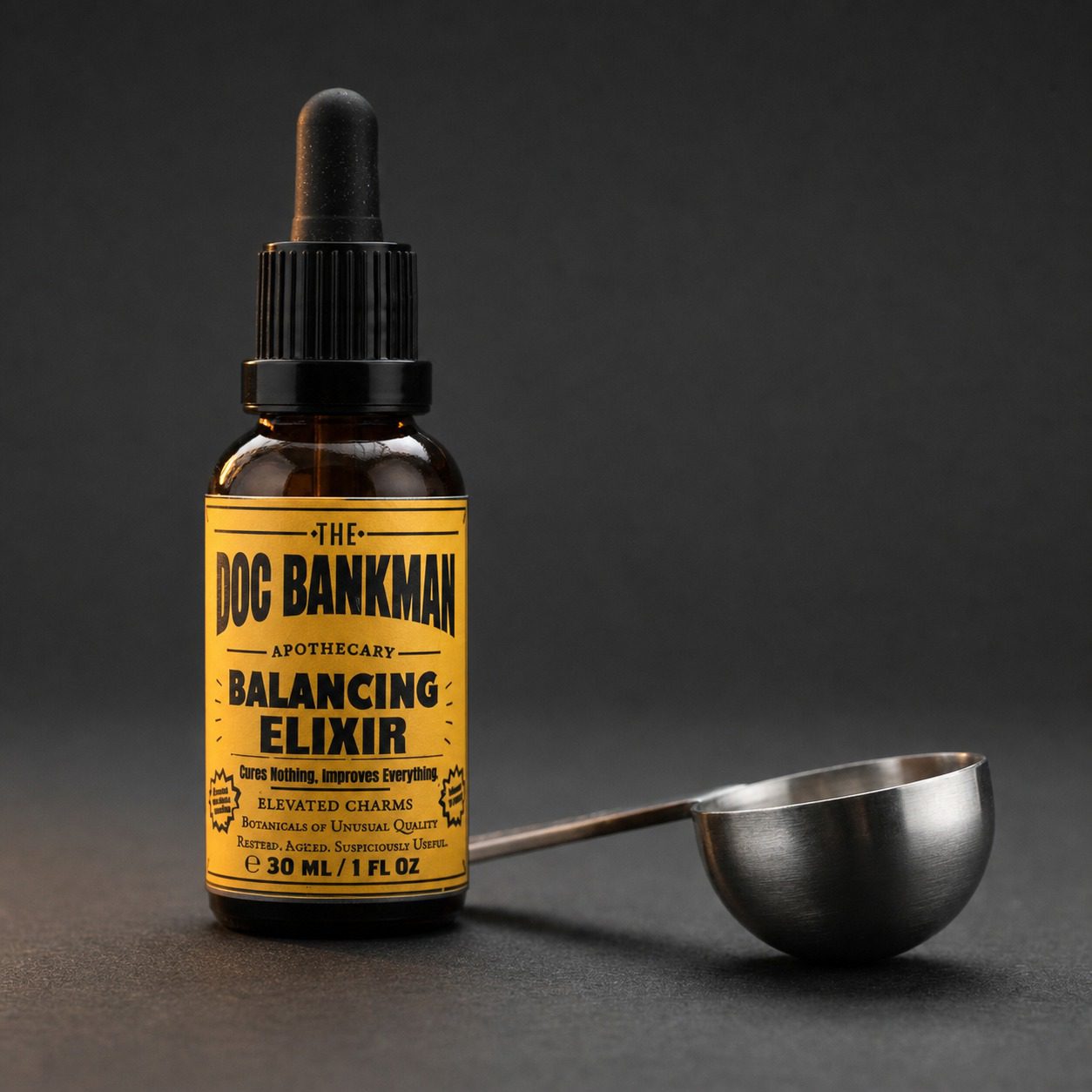 The Balancing Elixir bottle, label detail