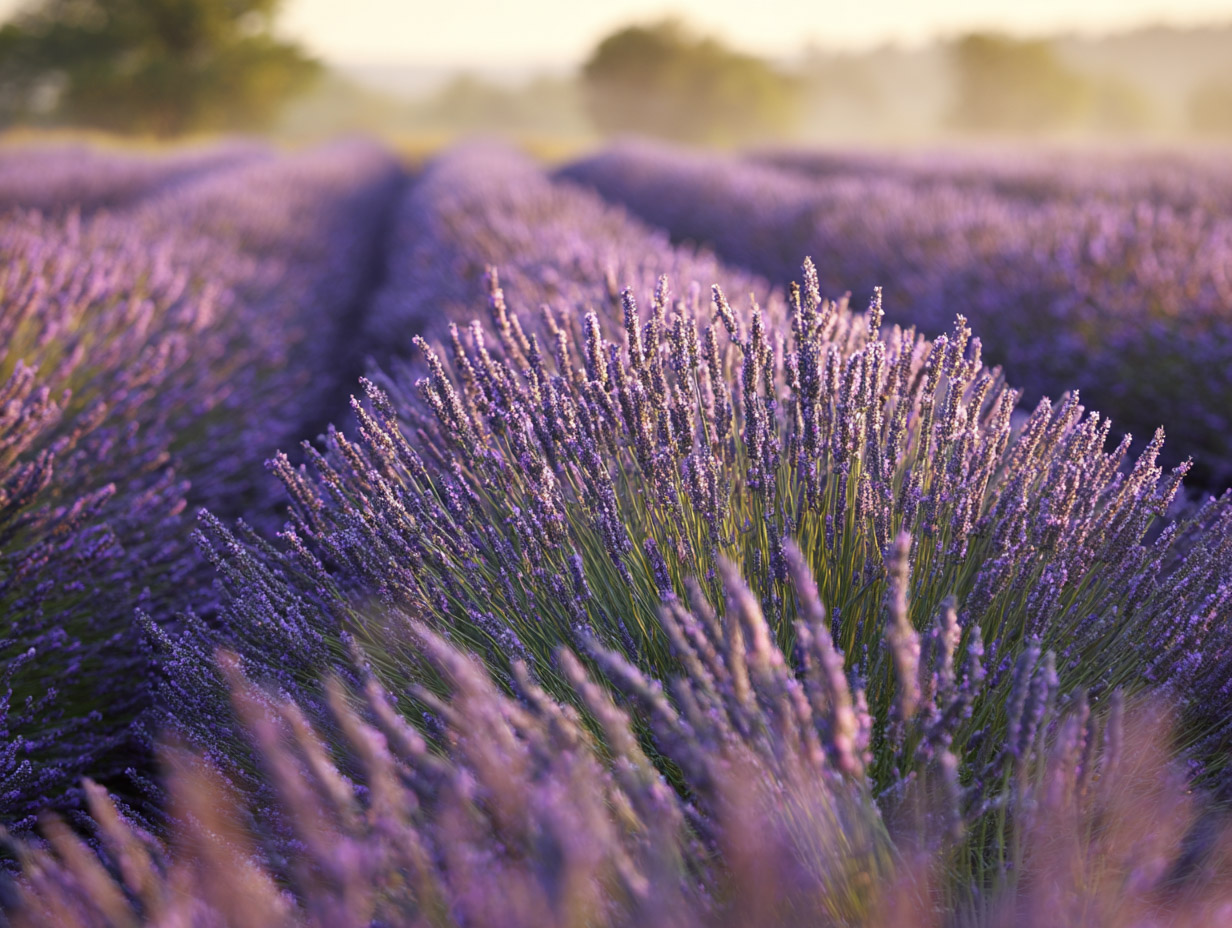 Lavender field at dusk